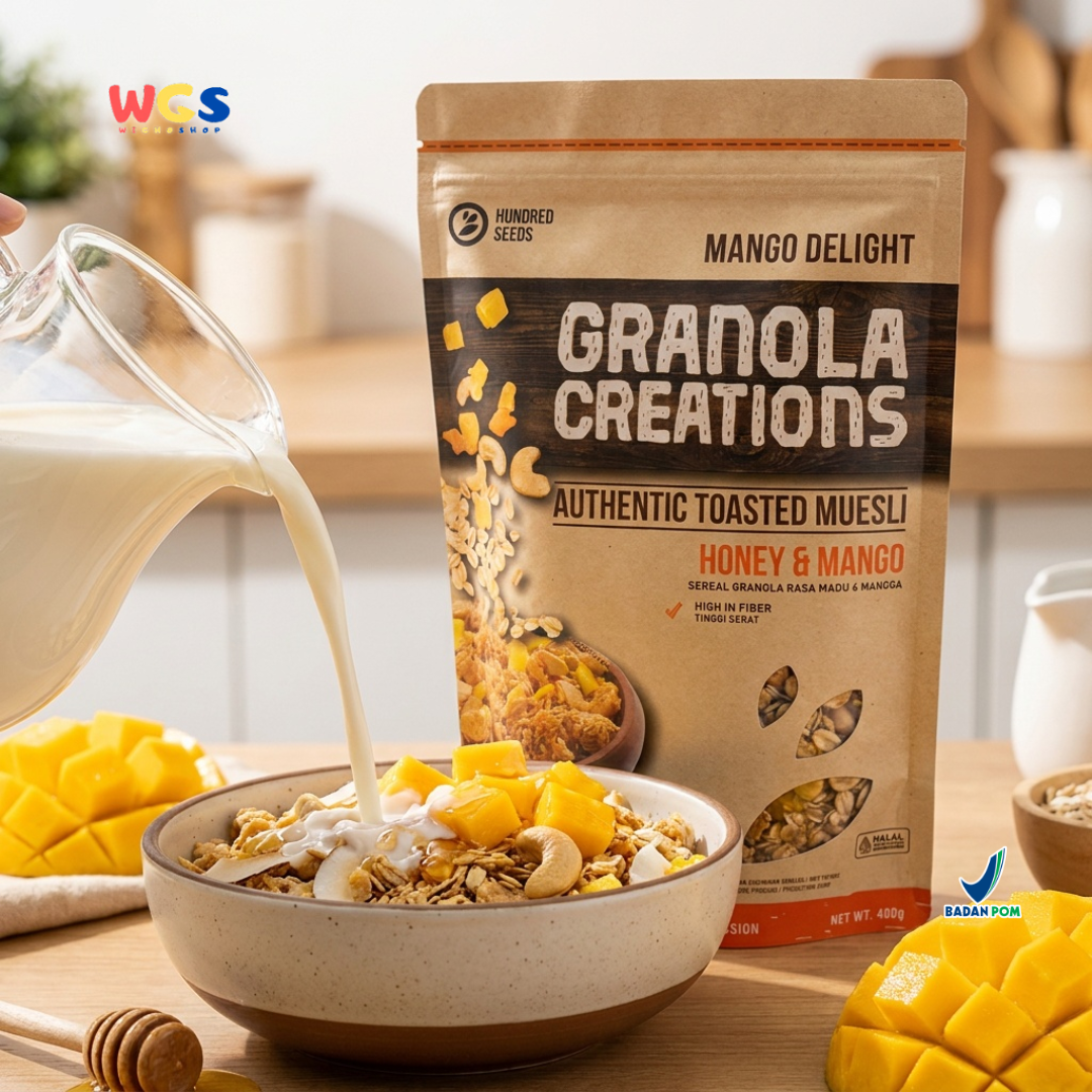 Hundred Seeds Granola Creations Honey & Mango 400g - Mango Delight Toasted Muesli Sereal Oat Sarapan Tinggi Serat