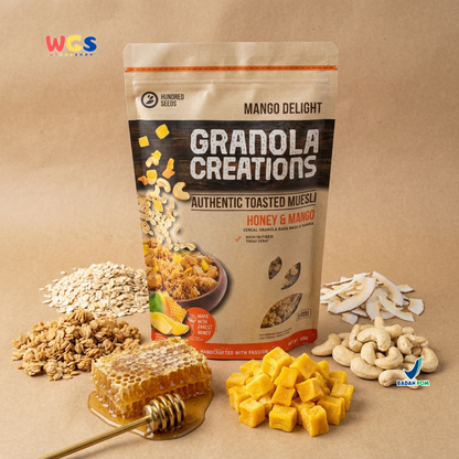 Hundred Seeds Granola Creations Honey & Mango 400g - Mango Delight Toasted Muesli Sereal Oat Sarapan Tinggi Serat