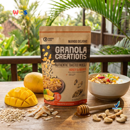 Hundred Seeds Granola Creations Honey & Mango 400g - Mango Delight Toasted Muesli Sereal Oat Sarapan Tinggi Serat
