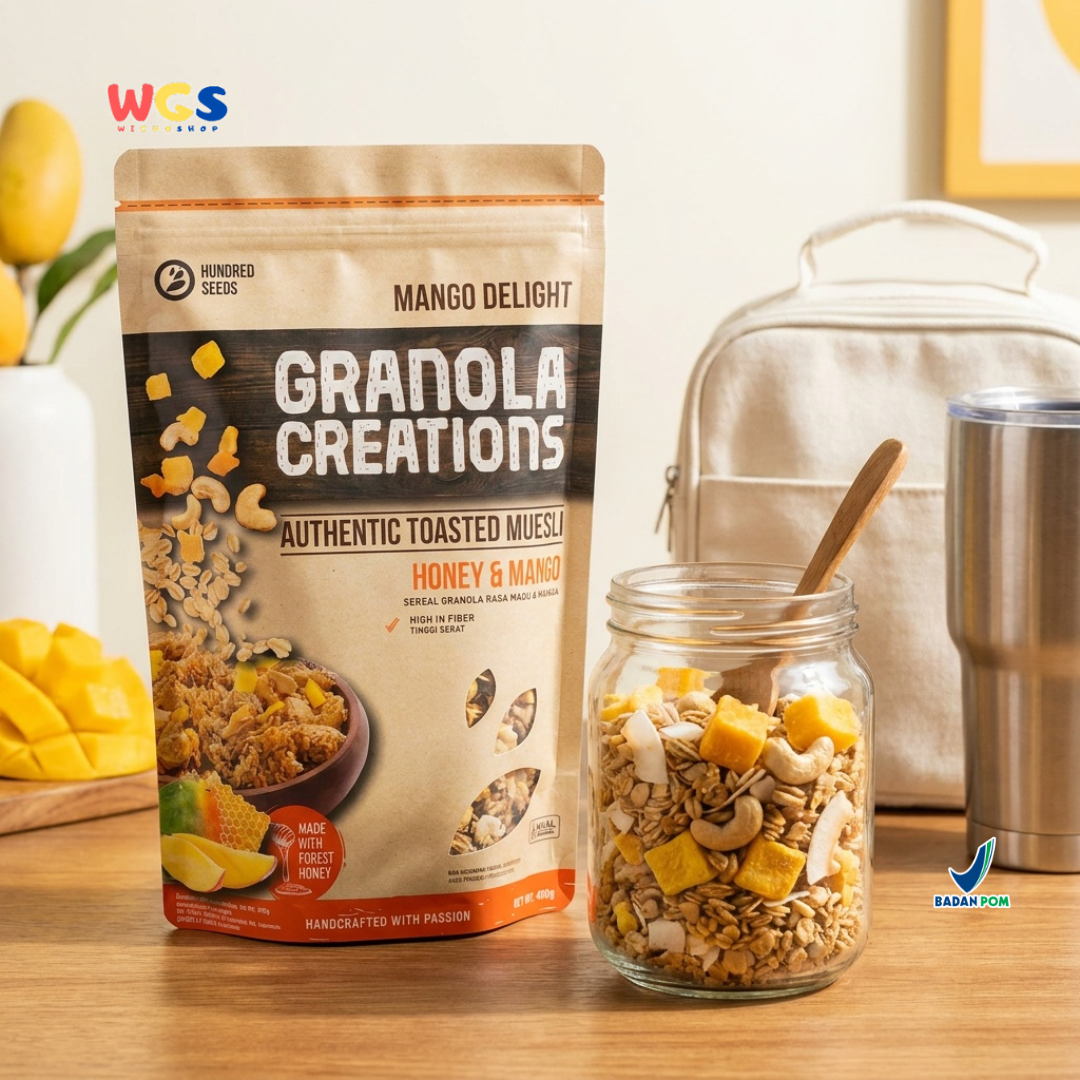 Hundred Seeds Granola Creations Honey & Mango 400g - Mango Delight Toasted Muesli Sereal Oat Sarapan Tinggi Serat