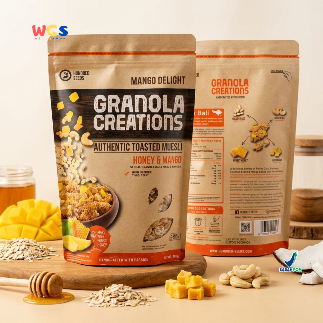 Hundred Seeds Granola Creations Honey & Mango 400g - Mango Delight Toasted Muesli Sereal Oat Sarapan Tinggi Serat