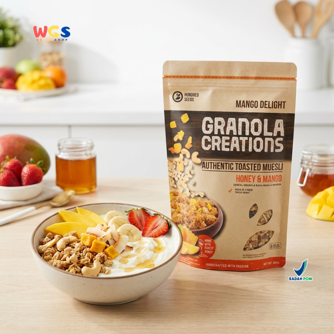 Hundred Seeds Granola Creations Honey & Mango 400g - Mango Delight Toasted Muesli Sereal Oat Sarapan Tinggi Serat