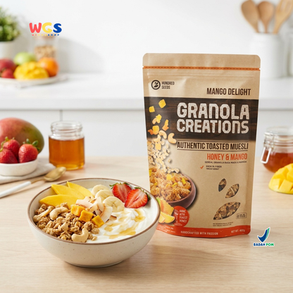 Hundred Seeds Granola Creations Honey & Mango 400g - Mango Delight Toasted Muesli Sereal Oat Sarapan Tinggi Serat