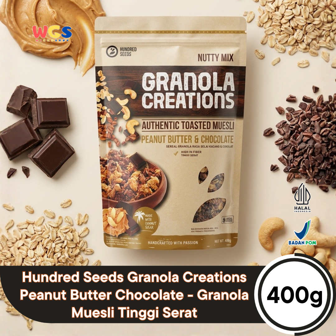 Hundred Seeds Granola Creations Peanut Butter & Chocolate 400g - Granola Muesli Tinggi Serat