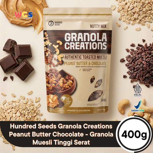 Hundred Seeds Granola Creations Peanut Butter & Chocolate 400g - Granola Muesli Tinggi Serat
