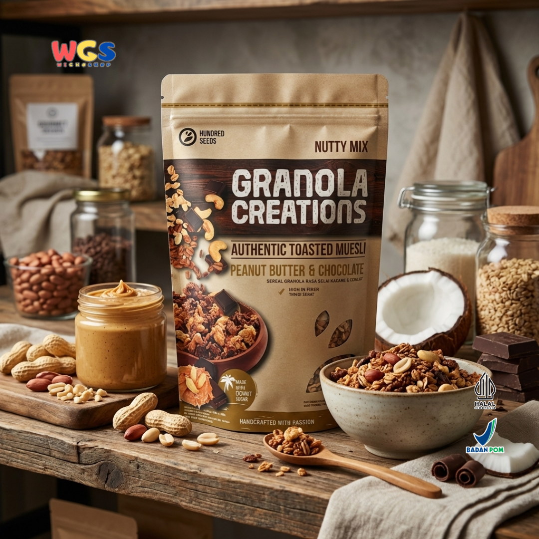 Hundred Seeds Granola Creations Peanut Butter & Chocolate 400g - Granola Muesli Tinggi Serat
