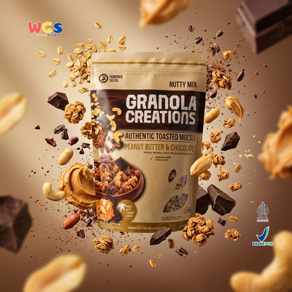 Hundred Seeds Granola Creations Peanut Butter & Chocolate 400g - Granola Muesli Tinggi Serat