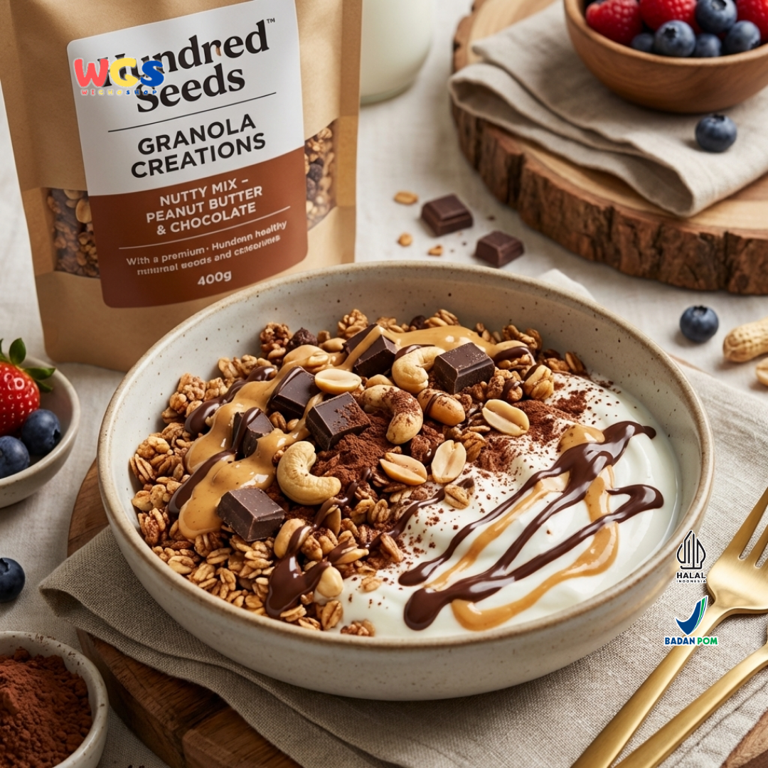 Hundred Seeds Granola Creations Peanut Butter & Chocolate 400g - Granola Muesli Tinggi Serat
