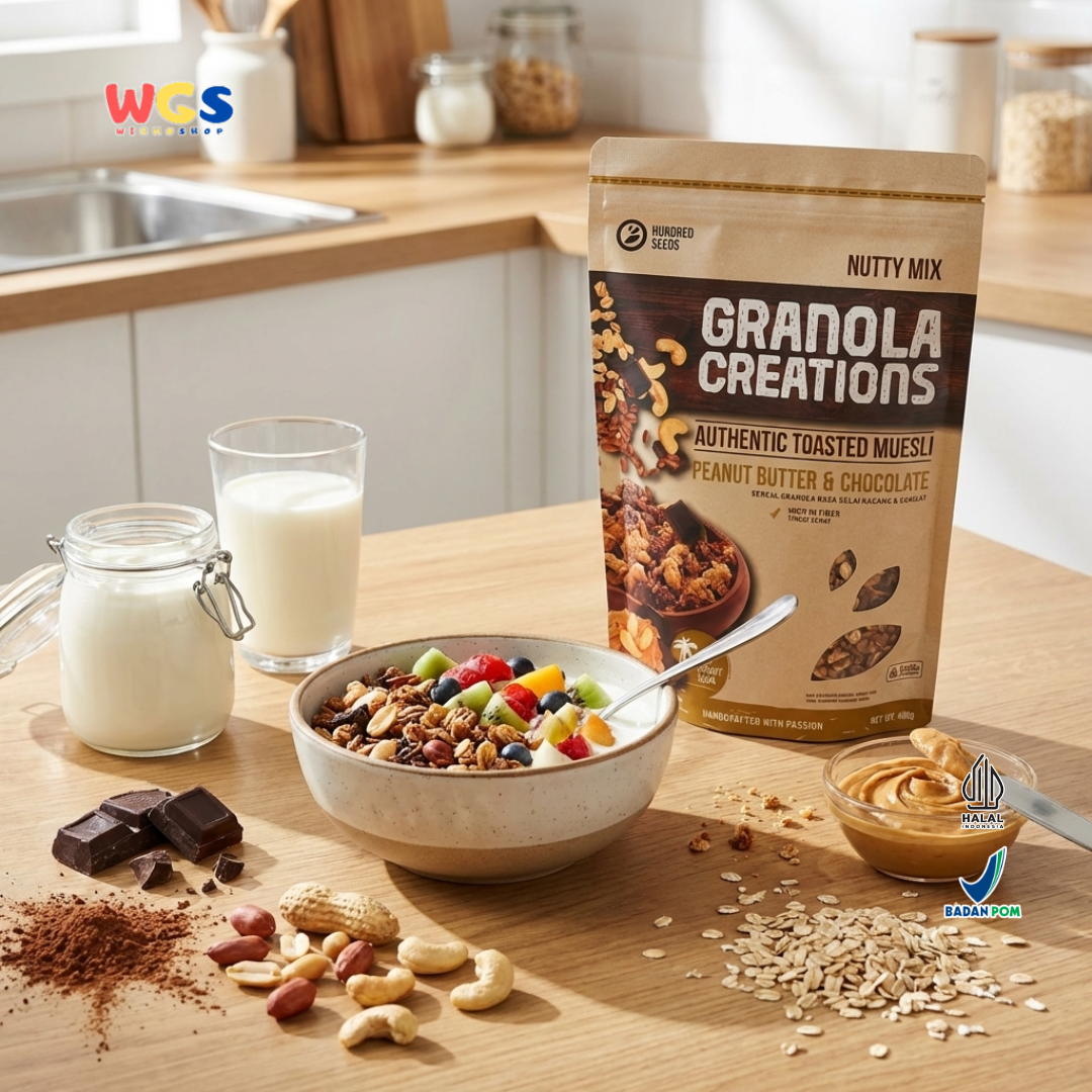 Hundred Seeds Granola Creations Peanut Butter & Chocolate 400g - Granola Muesli Tinggi Serat