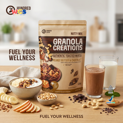 Hundred Seeds Granola Creations Peanut Butter & Chocolate 400g - Granola Muesli Tinggi Serat