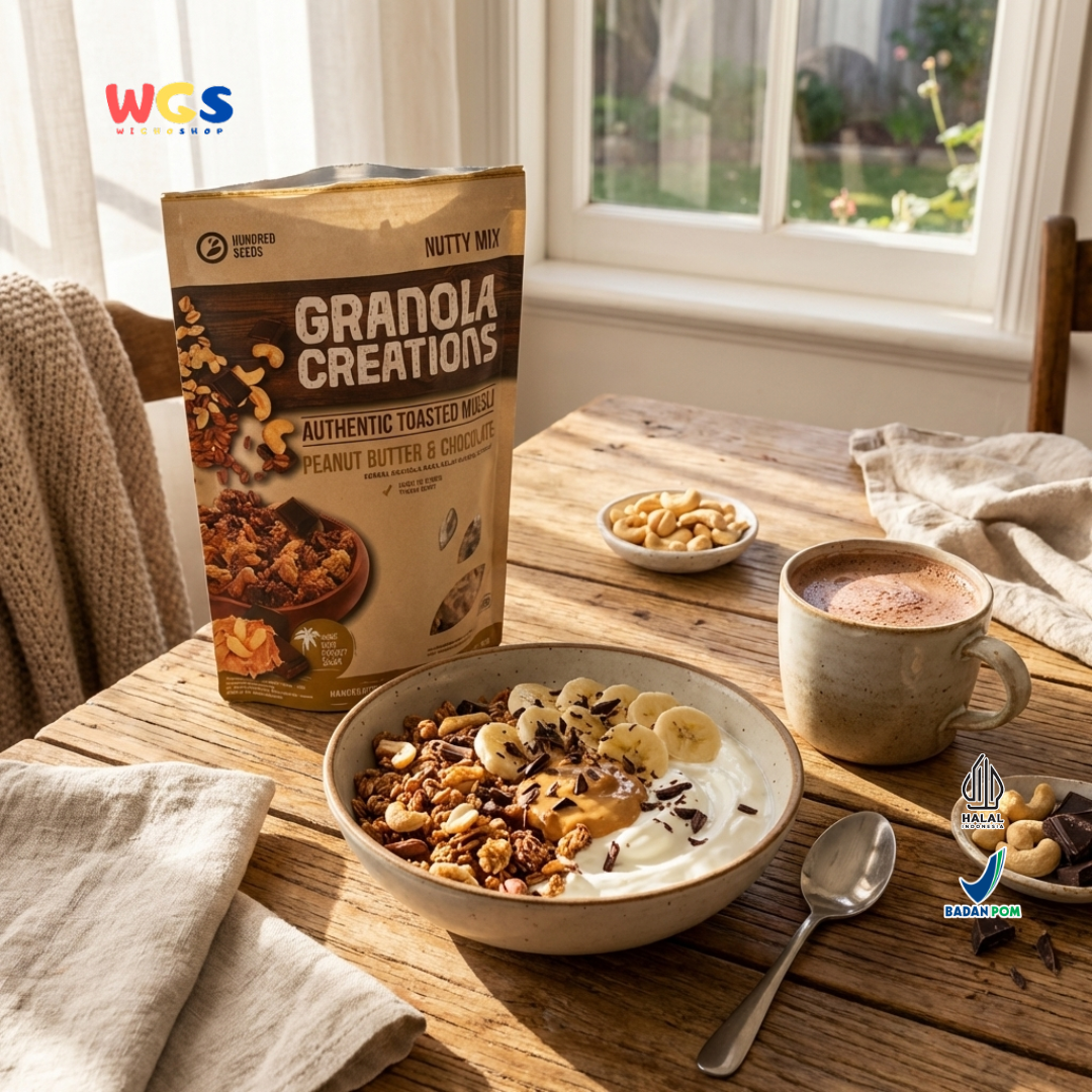 Hundred Seeds Granola Creations Peanut Butter & Chocolate 400g - Granola Muesli Tinggi Serat