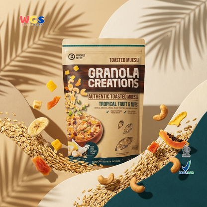 Hundred Seeds Granola Creations Tropical Fruit Nuts 400g - Granola Muesli Tinggi Serat