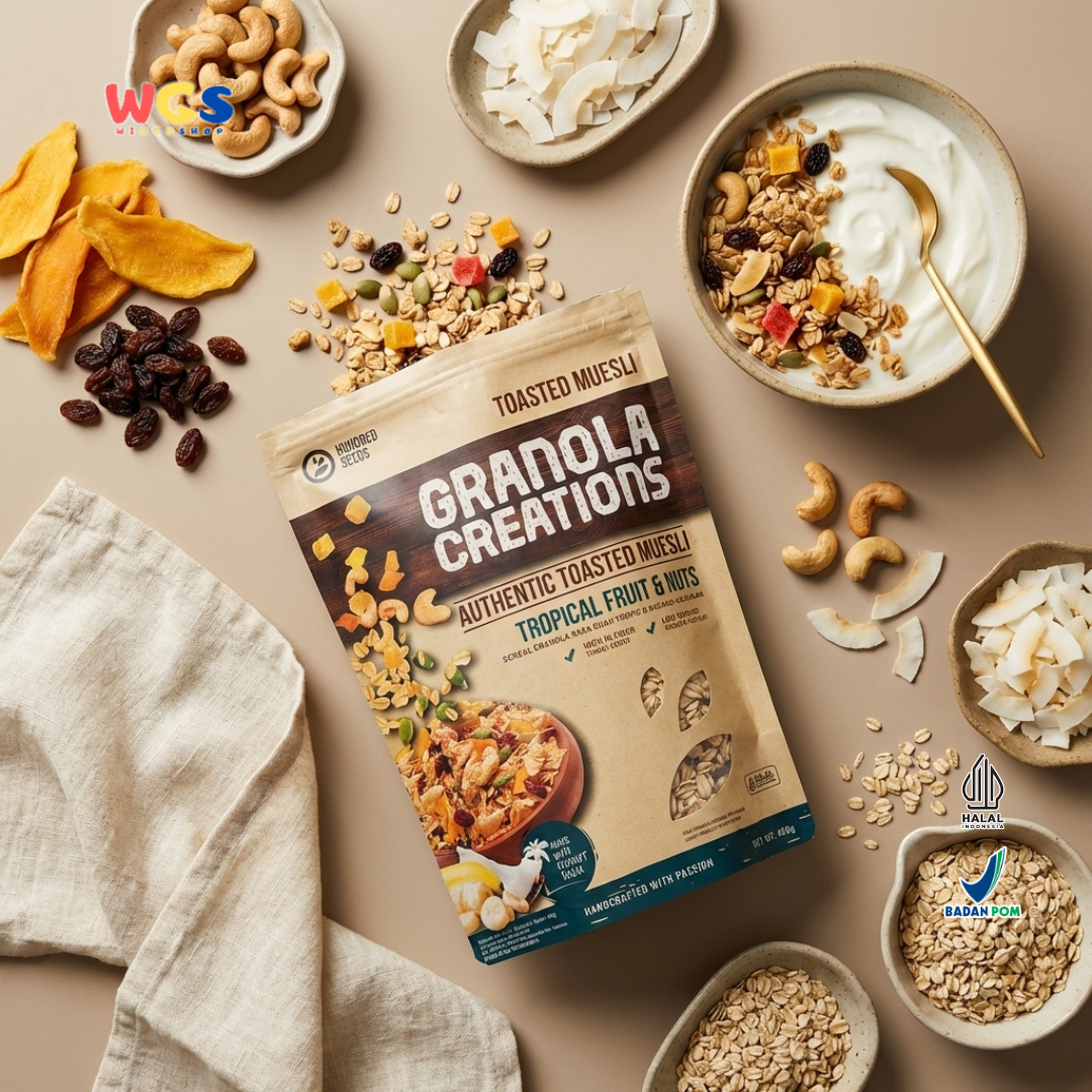 Hundred Seeds Granola Creations Tropical Fruit Nuts 400g - Granola Muesli Tinggi Serat