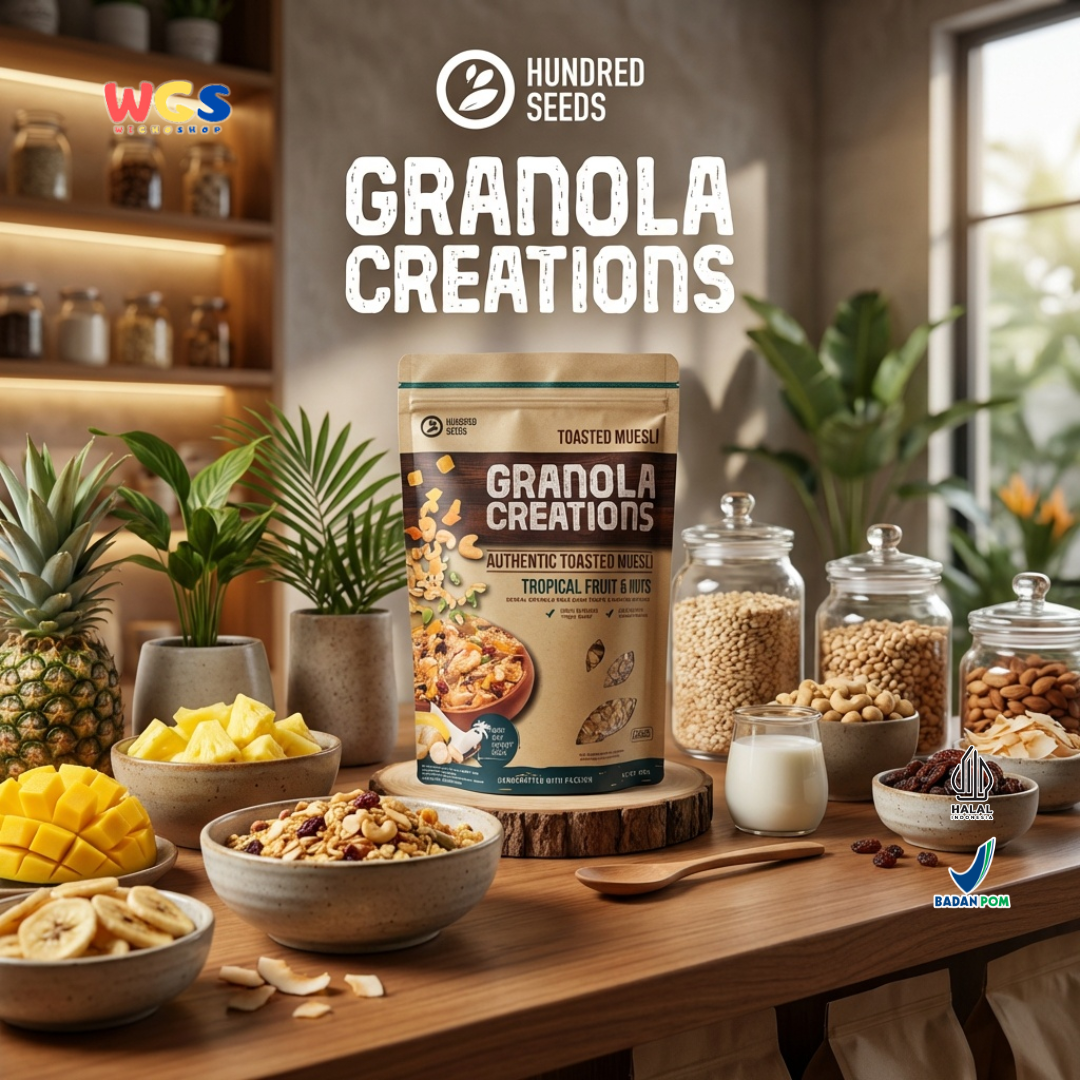Hundred Seeds Granola Creations Tropical Fruit Nuts 400g - Granola Muesli Tinggi Serat