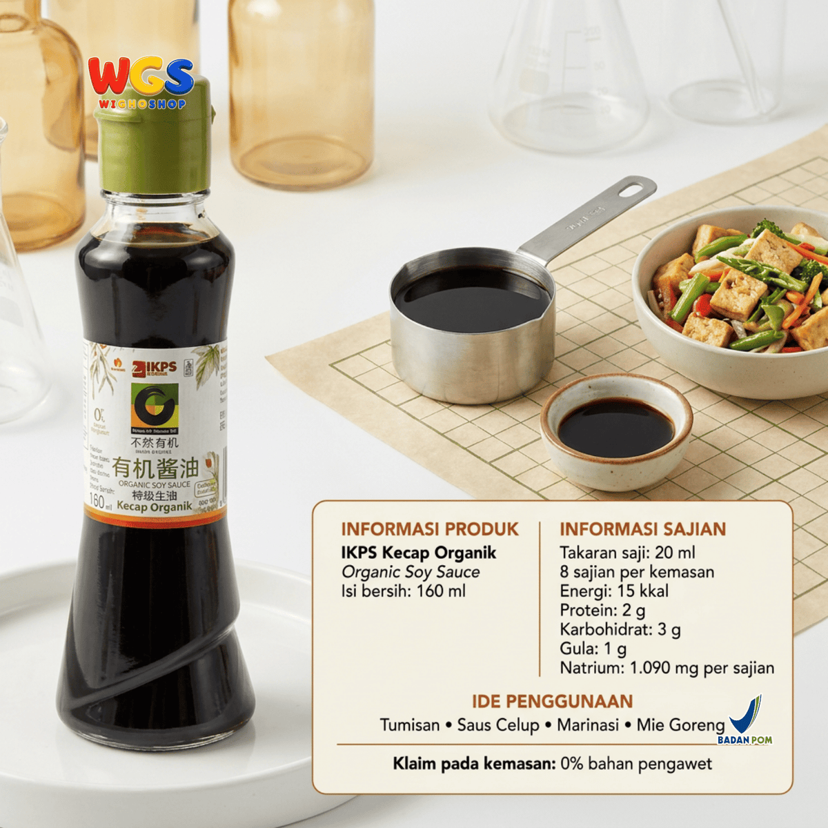 IKPS Kecap Organik 160ml - Organic Soy Sauce untuk Tumisan, Marinasi & Saus Celup