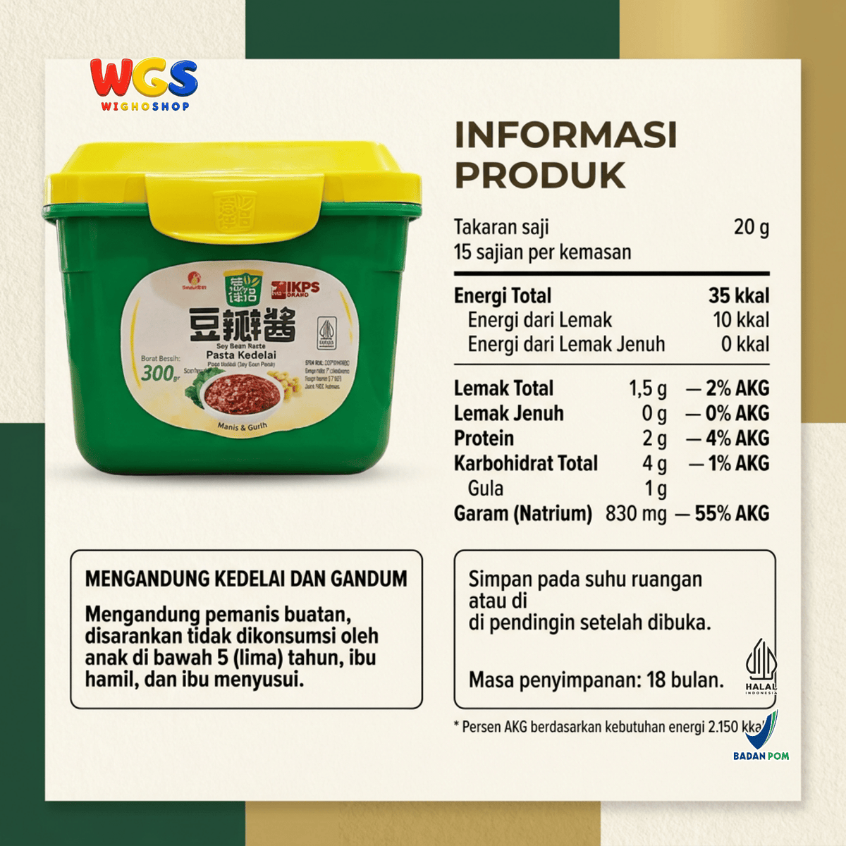 IKPS Pasta Kedelai 300g - Soy Bean Paste Manis Gurih Bumbu Tumis & Saus Oles