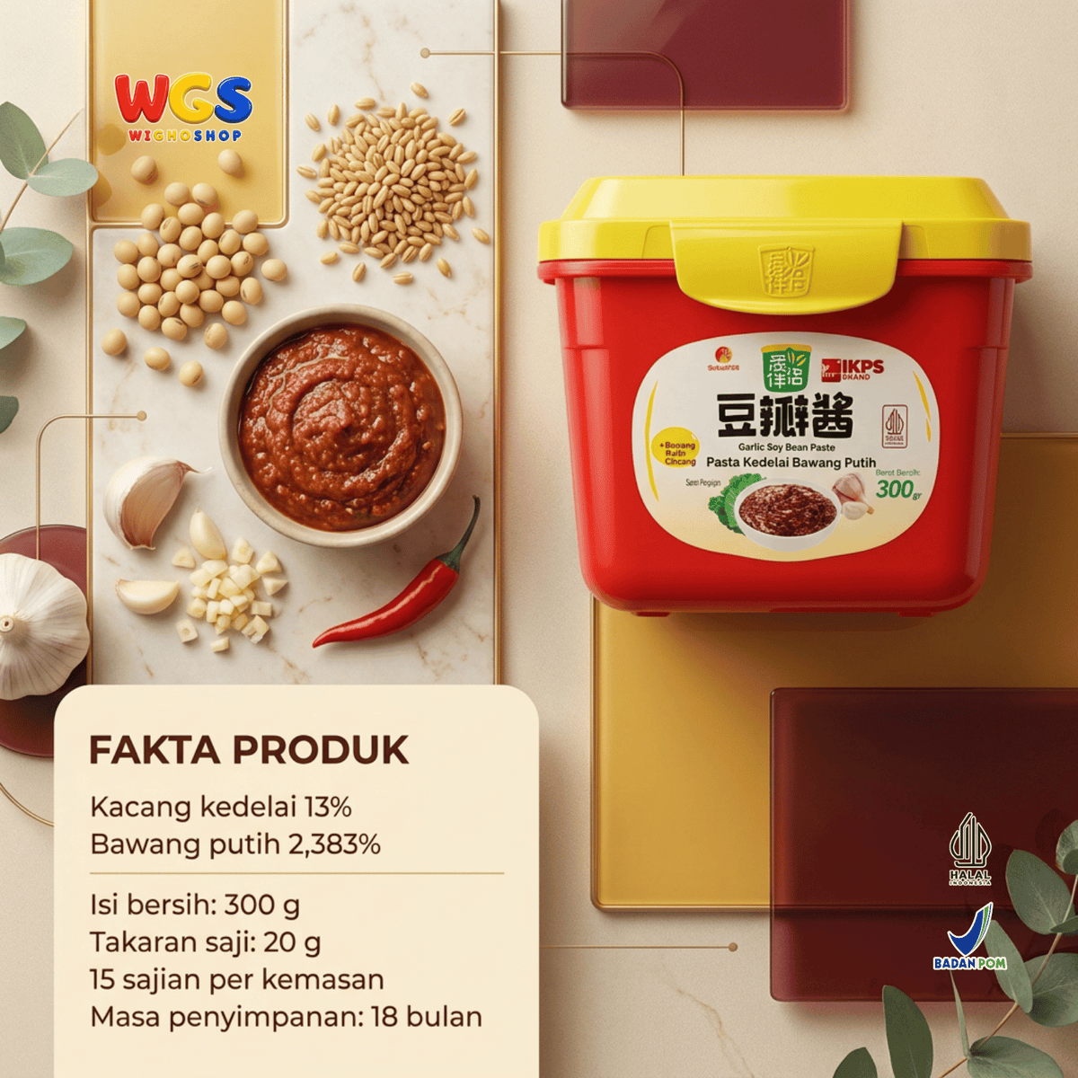 IKPS Pasta Kedelai Bawang Putih 300g - Garlic Soy Bean Paste Bumbu Tumis