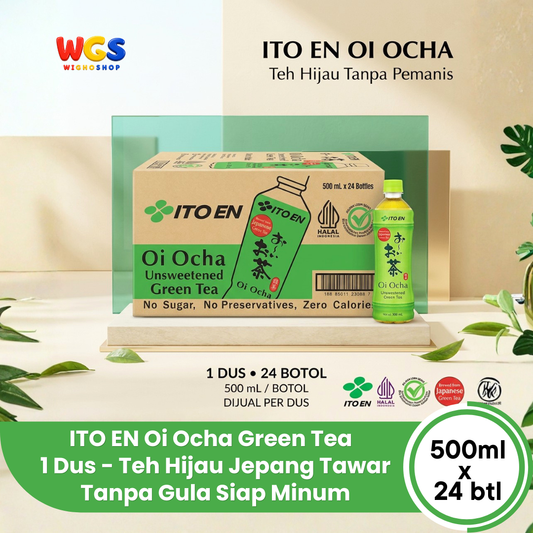 ITO EN Oi Ocha Green Tea 500ml x 24 Botol 1 Dus - Teh Hijau Jepang Tawar Tanpa Gula Siap Minum