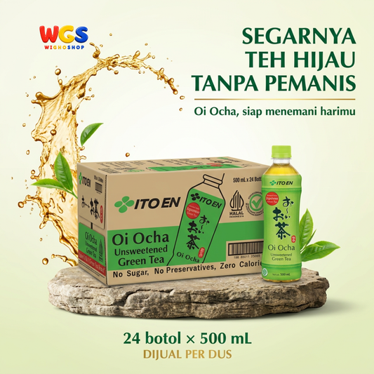 ITO EN Oi Ocha Green Tea 500ml x 24 Botol 1 Dus - Teh Hijau Jepang Tawar Tanpa Gula Siap Minum