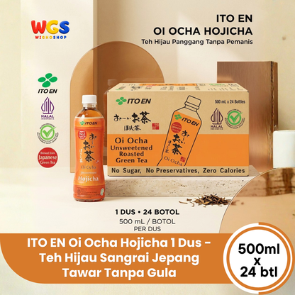 ITO EN Oi Ocha Hojicha 500ml x 24 Botol 1 Dus - Teh Hijau Sangrai Jepang Tawar Tanpa Gula