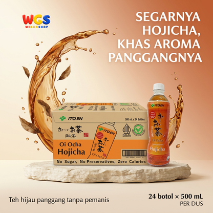 ITO EN Oi Ocha Hojicha 500ml x 24 Botol 1 Dus - Teh Hijau Sangrai Jepang Tawar Tanpa Gula