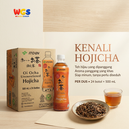 ITO EN Oi Ocha Hojicha 500ml x 24 Botol 1 Dus - Teh Hijau Sangrai Jepang Tawar Tanpa Gula