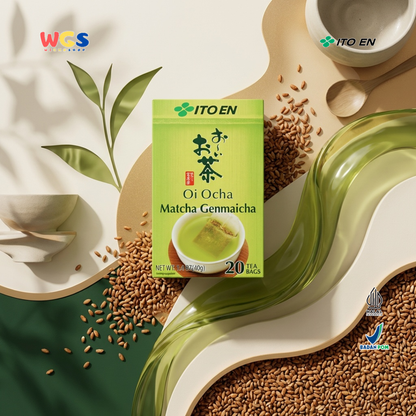 ITO EN Oi Ocha Matcha Genmaicha 40g (20 Tea Bags) - Teh Hijau Jepang dengan Roasted Rice