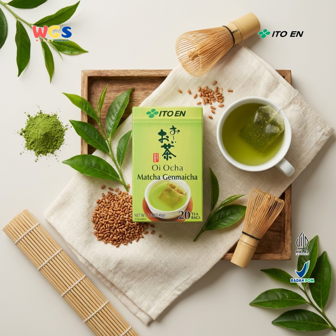 ITO EN Oi Ocha Matcha Genmaicha 40g (20 Tea Bags) - Teh Hijau Jepang dengan Roasted Rice