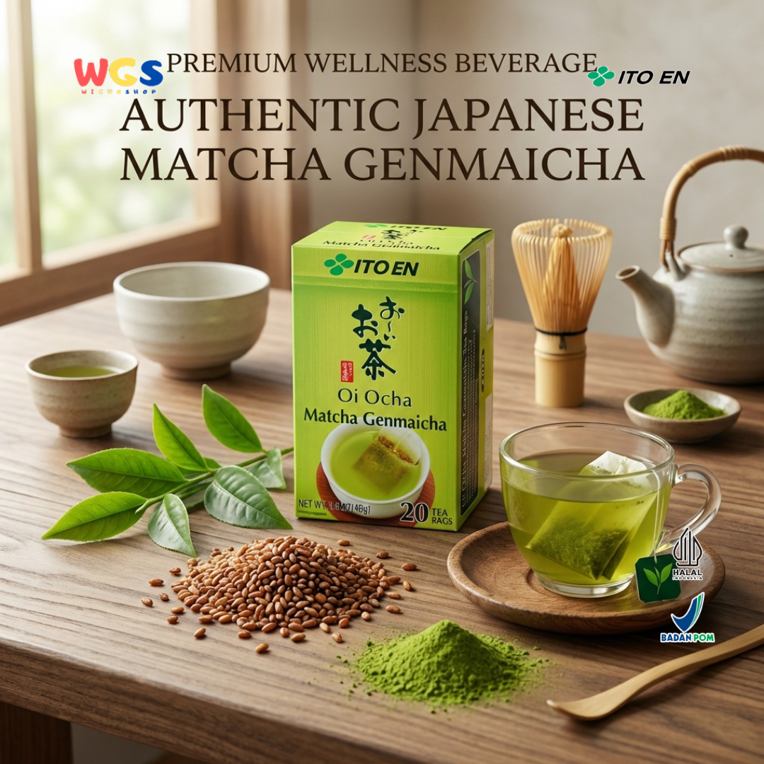 ITO EN Oi Ocha Matcha Genmaicha 40g (20 Tea Bags) - Teh Hijau Jepang dengan Roasted Rice