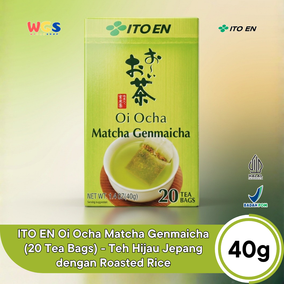 ITO EN Oi Ocha Matcha Genmaicha 40g (20 Tea Bags) - Teh Hijau Jepang dengan Roasted Rice