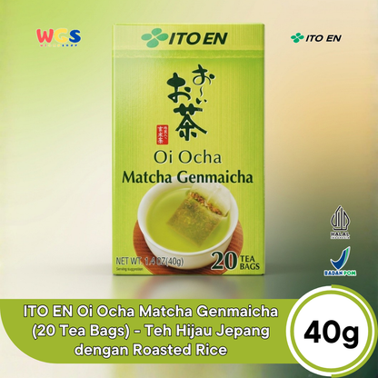 ITO EN Oi Ocha Matcha Genmaicha 40g (20 Tea Bags) - Teh Hijau Jepang dengan Roasted Rice