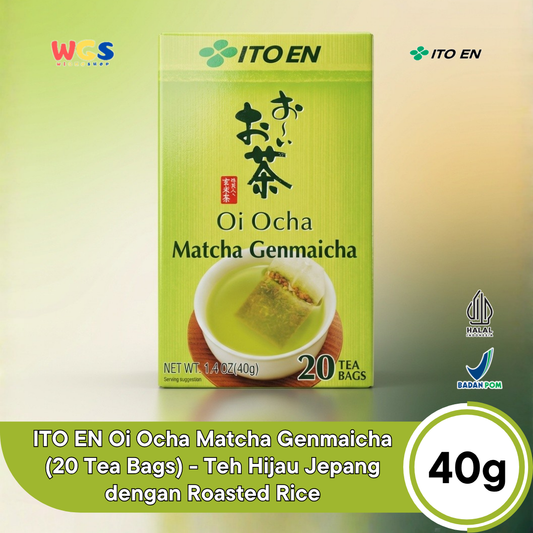 ITO EN Oi Ocha Matcha Genmaicha 40g (20 Tea Bags) - Teh Hijau Jepang dengan Roasted Rice