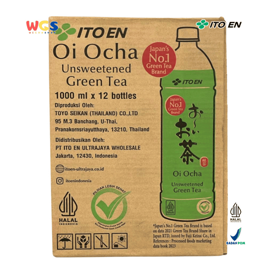 ITO EN Oi Ocha Unsweetened Green Tea 1000mL x 12 – Teh Hijau Jepang Tanpa Gula, Botol Besar Hemat