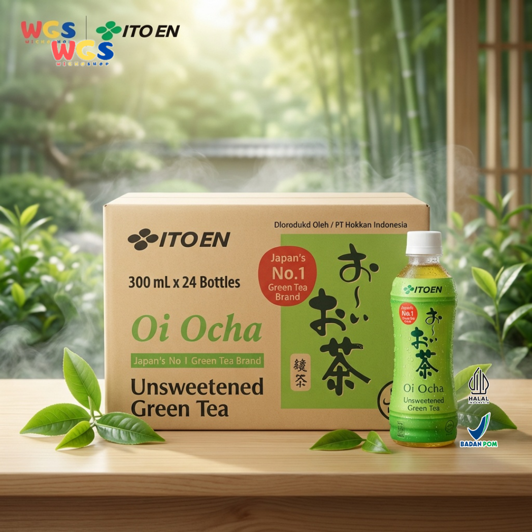 ITO EN Oi Ocha Unsweetened Green Tea 300ml x 24 Botol - Teh Hijau Jepang Tanpa Gula