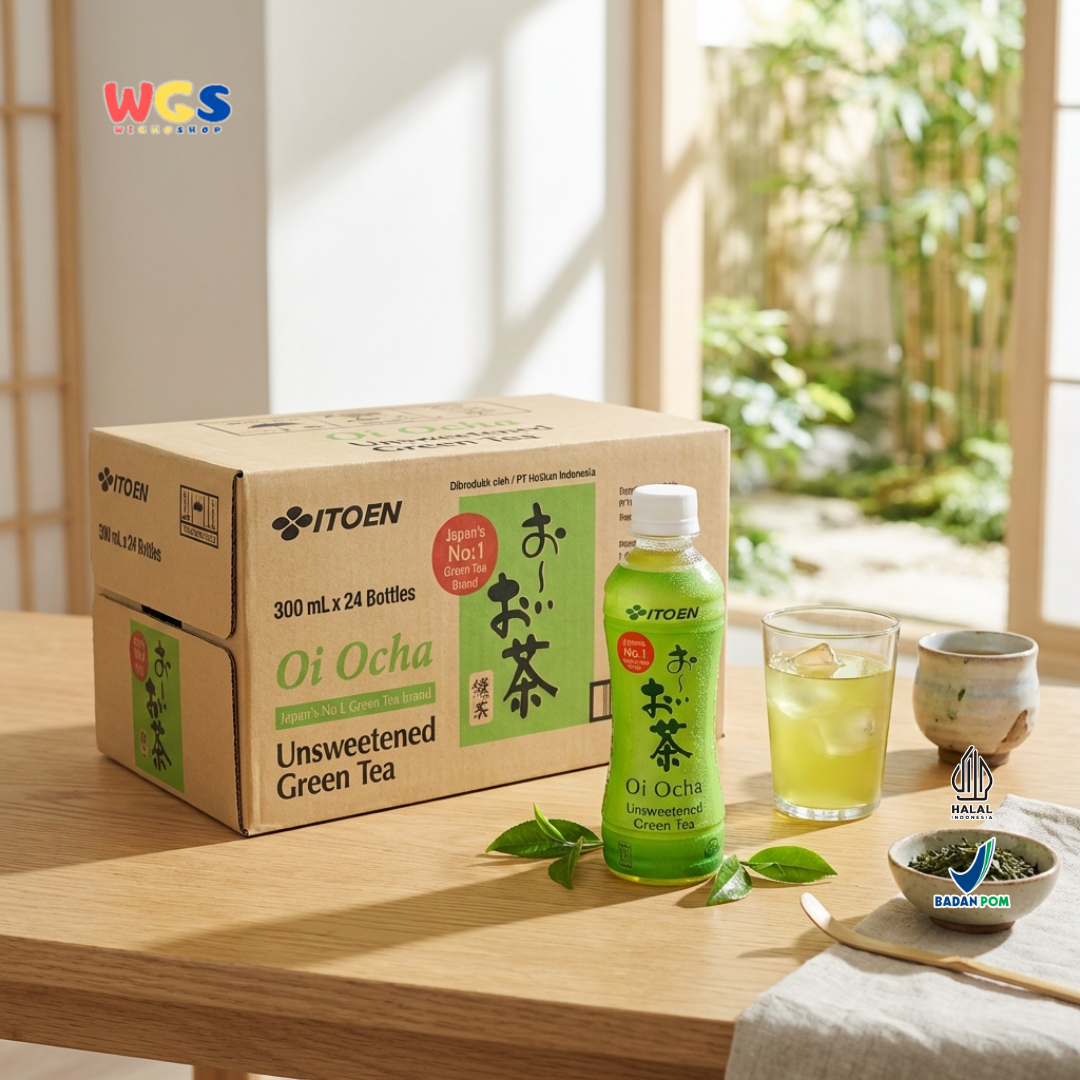 ITO EN Oi Ocha Unsweetened Green Tea 300ml x 24 Botol - Teh Hijau Jepang Tanpa Gula