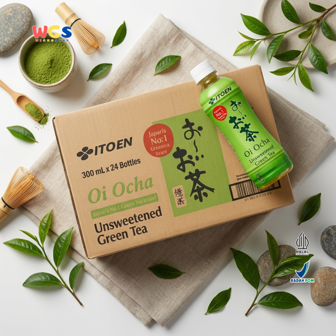 ITO EN Oi Ocha Unsweetened Green Tea 300ml x 24 Botol - Teh Hijau Jepang Tanpa Gula