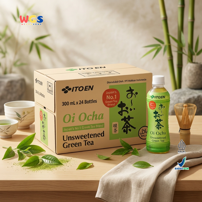 ITO EN Oi Ocha Unsweetened Green Tea 300ml x 24 Botol - Teh Hijau Jepang Tanpa Gula