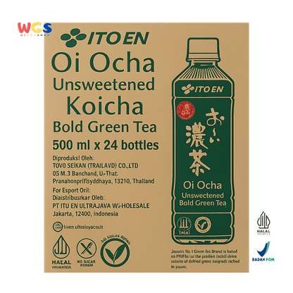 ITO EN Oi Ocha Unsweetened Koicha Bold Green Tea 500ml x 24 Botol – Teh Hijau Jepang Tanpa Gula