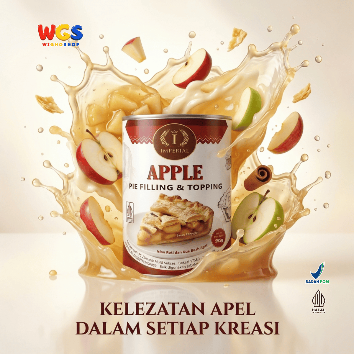 Imperial Apple Pie Filling & Topping 595g - Isian Apel 40% Siap Pakai untuk Pie Cake Roti Pastry Dessert Bakery