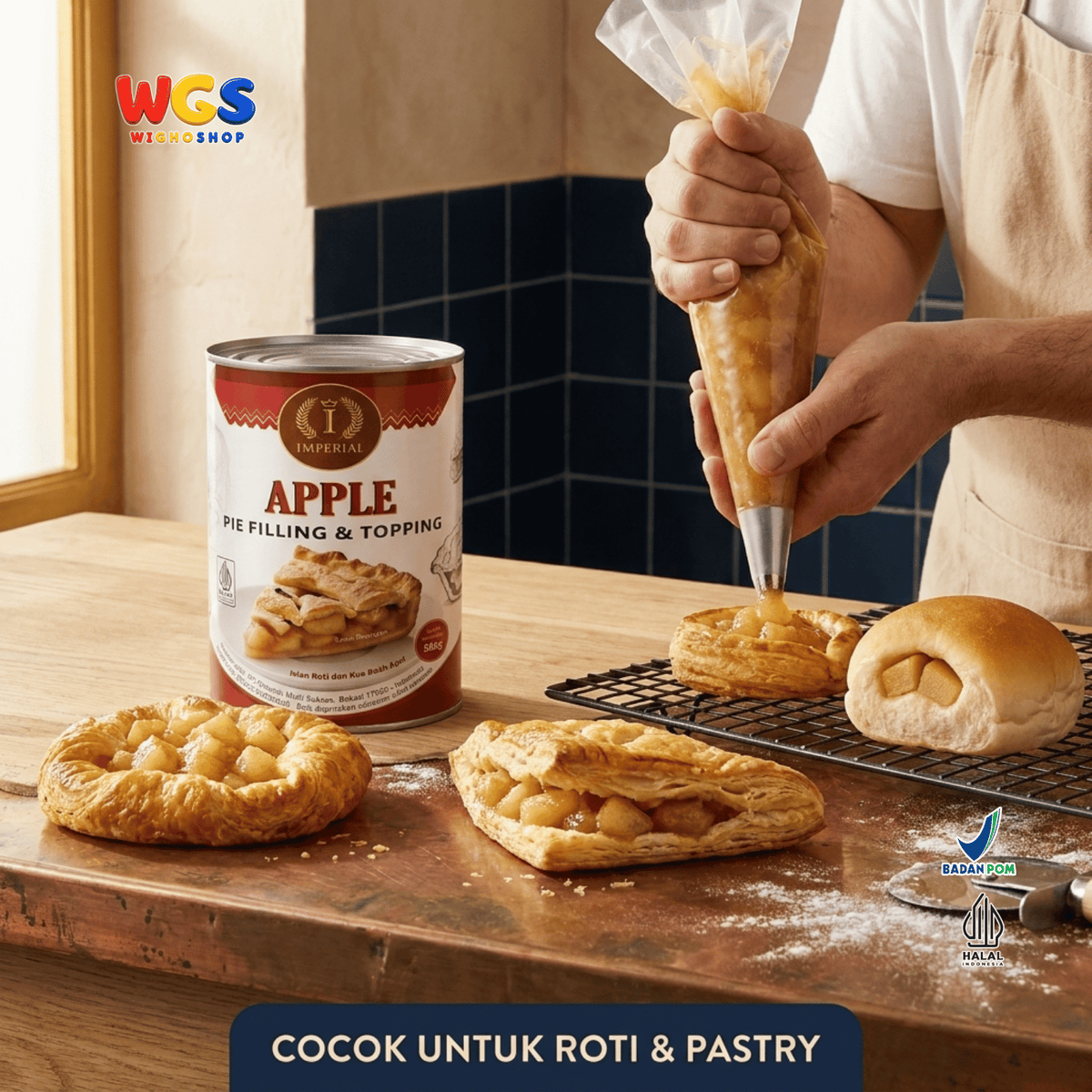 Imperial Apple Pie Filling & Topping 595g - Isian Apel 40% Siap Pakai untuk Pie Cake Roti Pastry Dessert Bakery