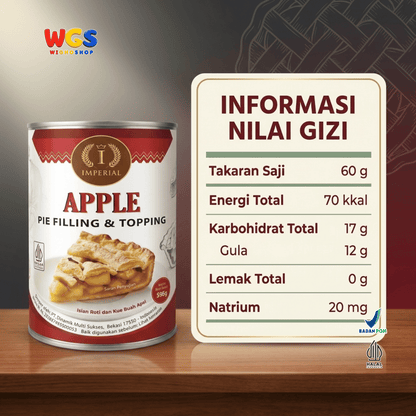Imperial Apple Pie Filling & Topping 595g - Isian Apel 40% Siap Pakai untuk Pie Cake Roti Pastry Dessert Bakery