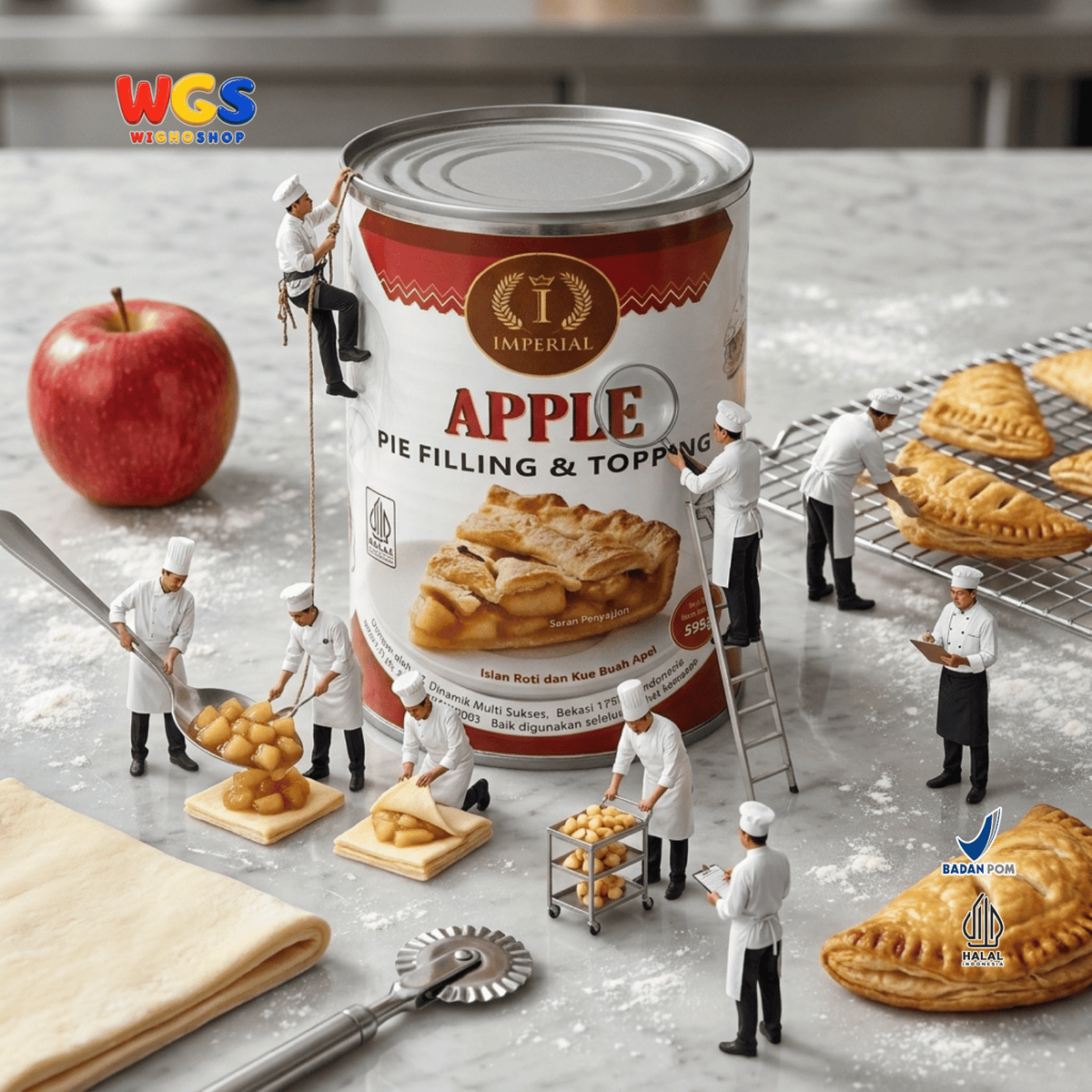 Imperial Apple Pie Filling & Topping 595g - Isian Apel 40% Siap Pakai untuk Pie Cake Roti Pastry Dessert Bakery
