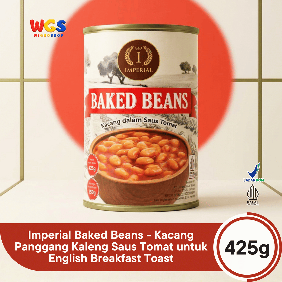Imperial Baked Beans 425g - Kacang Panggang Kaleng Saus Tomat untuk English Breakfast Toast