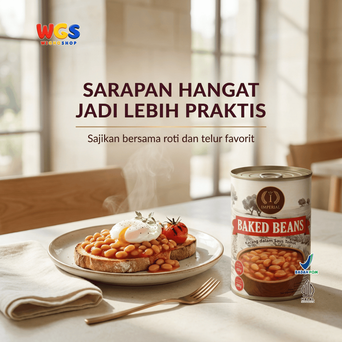 Imperial Baked Beans 425g - Kacang Panggang Kaleng Saus Tomat untuk English Breakfast Toast