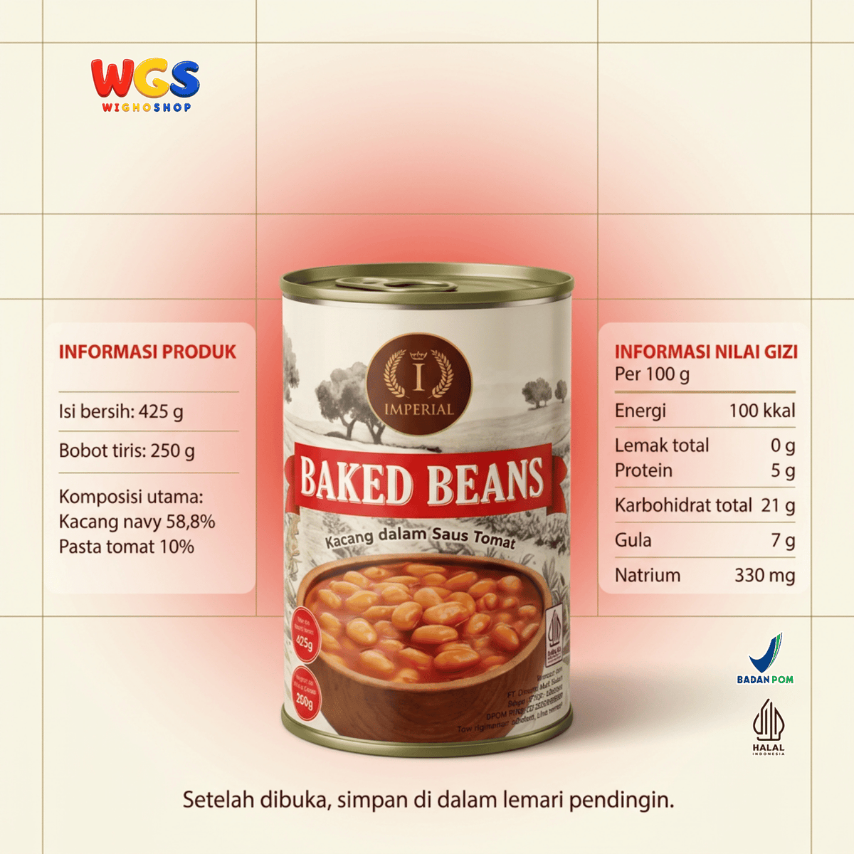 Imperial Baked Beans 425g - Kacang Panggang Kaleng Saus Tomat untuk English Breakfast Toast
