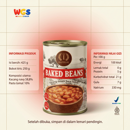 Imperial Baked Beans 425g - Kacang Panggang Kaleng Saus Tomat untuk English Breakfast Toast