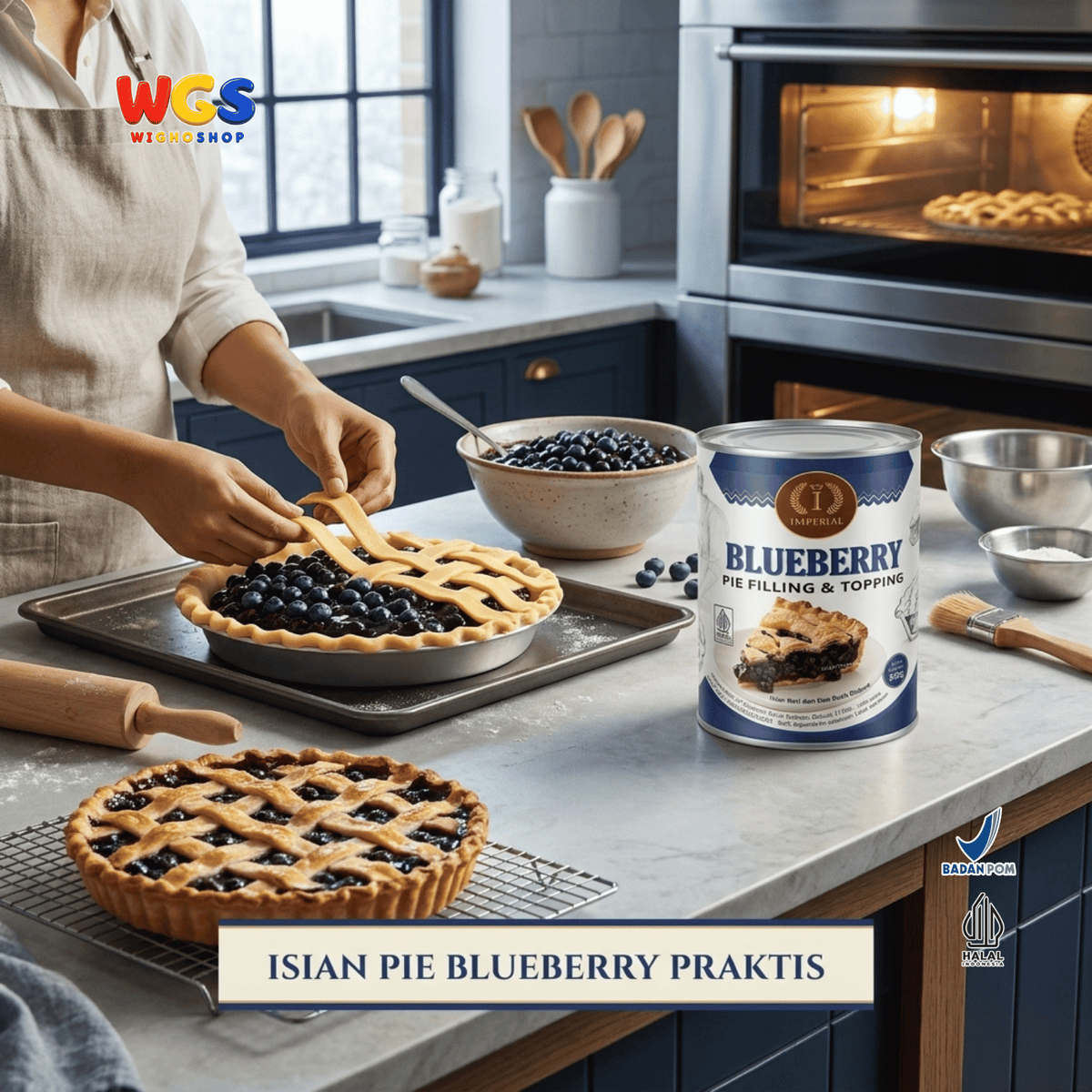 Imperial Blueberry Pie Filling & Topping 595g - Isian Blueberry 40% Siap Pakai untuk Pie Cheesecake Cake Pastry