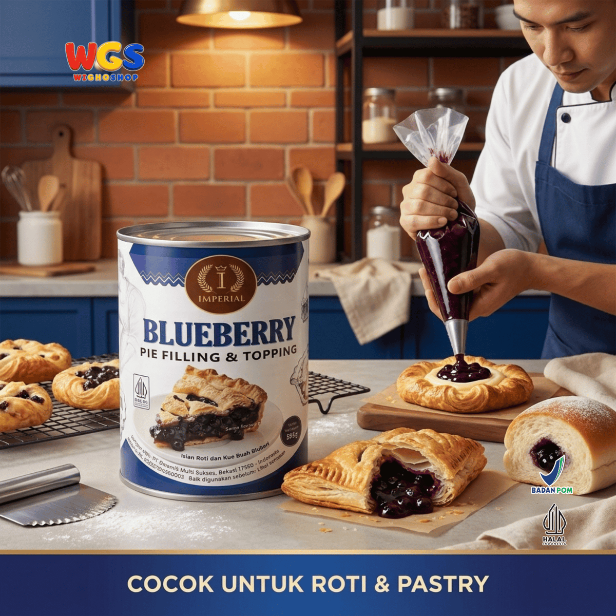 Imperial Blueberry Pie Filling & Topping 595g - Isian Blueberry 40% Siap Pakai untuk Pie Cheesecake Cake Pastry