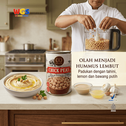 Imperial Chick Peas 400g - Kacang Arab Kaleng dalam Larutan Garam Siap Olah untuk Hummus Salad Kari Sup