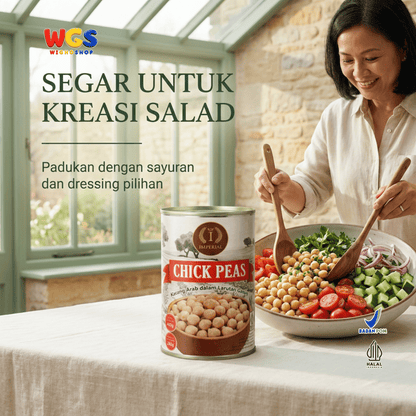 Imperial Chick Peas 400g - Kacang Arab Kaleng dalam Larutan Garam Siap Olah untuk Hummus Salad Kari Sup